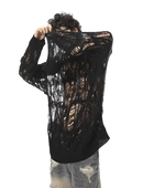 侘寂破洞防晒罩衫 慵懒风镂空针织衫 男小众设计感宽松长袖 外套潮