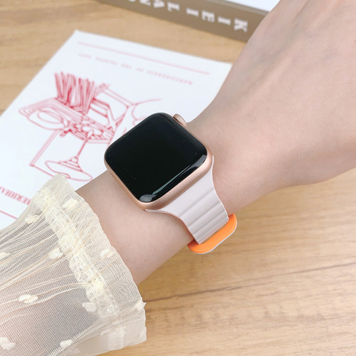 适用iwatch10/8/9/7苹果S8手表applewatch7/6/5/4代ultra3表带S8硅胶运动s11磁吸小蛮腰S6/s5男女款41/45mm潮