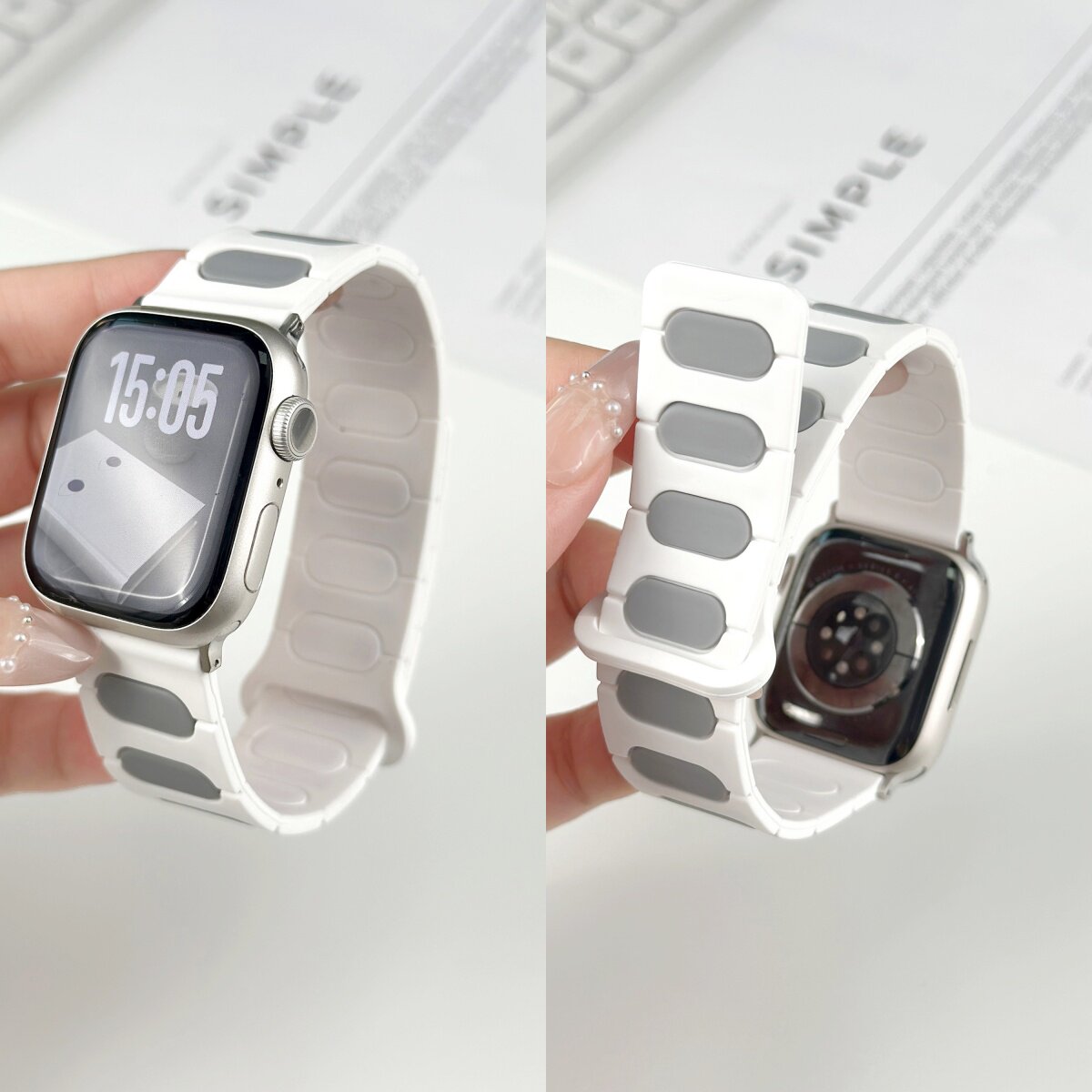 适用苹果手表iwatch11表带硅胶磁吸S10运动回环applewatch9/8/7/6/se代Ultra1/2新款男款女秋冬45mm高级感
