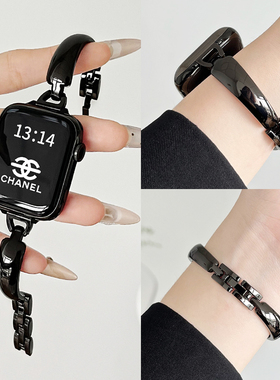 适用iwatchs10/9表带新款金属applewatch8/7手表带夏天手镯苹果s11手表6/5腕带小众s9创意s8小香风se女生高级