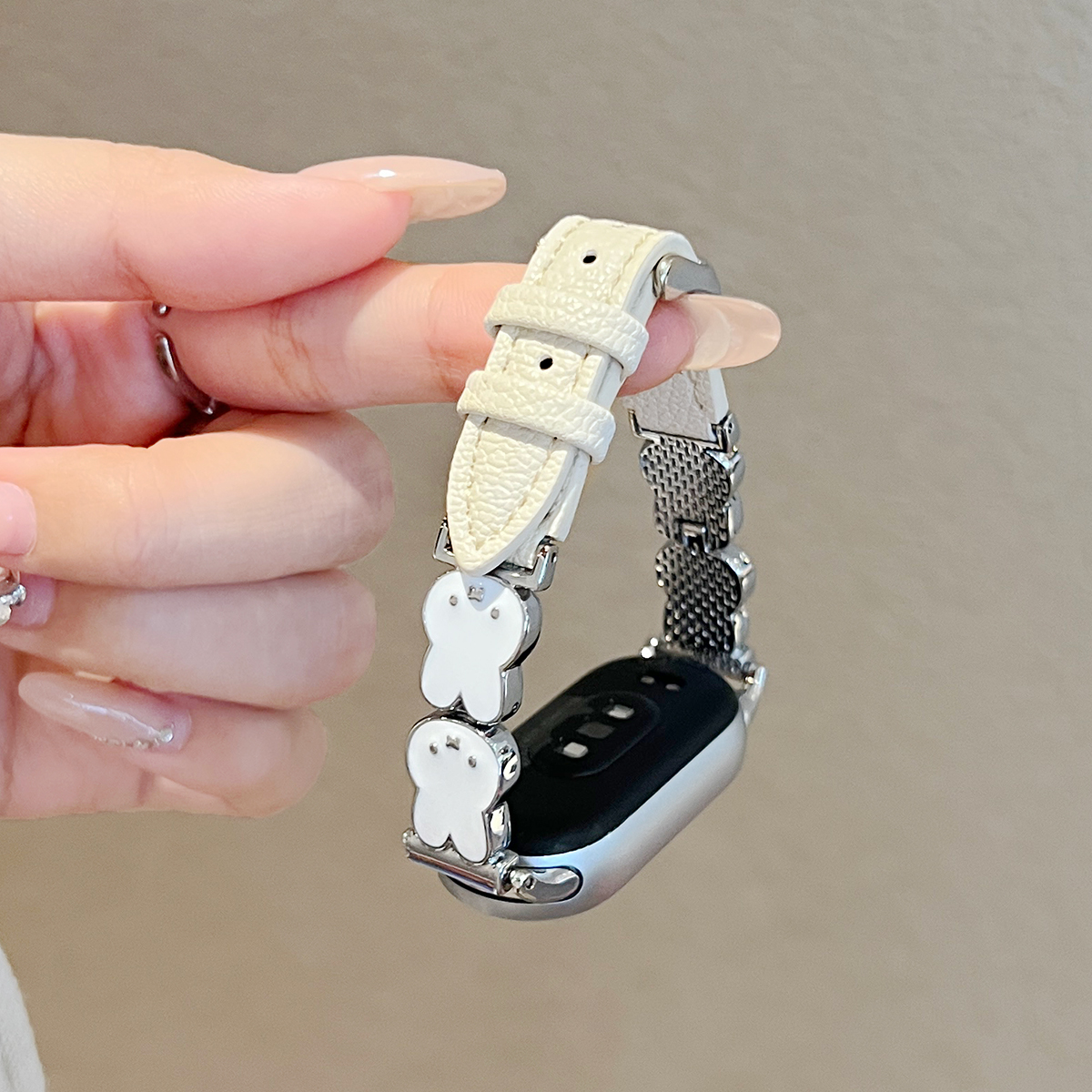 适用小米手环10米菲兔间皮表带