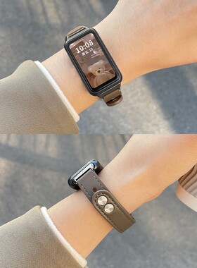 适用华为手环10/9/8/7NFC版表带新款band6pro腕带真皮女生荣耀手环替换智能电子运动手表六七八九代表带配件