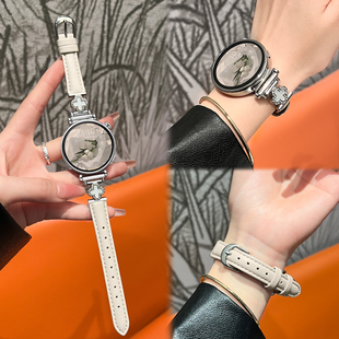 5pro高级感女款 适用华为gt5系列表带四叶草小蛮腰watch 2手表带秋冬新款 真皮表链41mm女士专用智能腕表 gt4