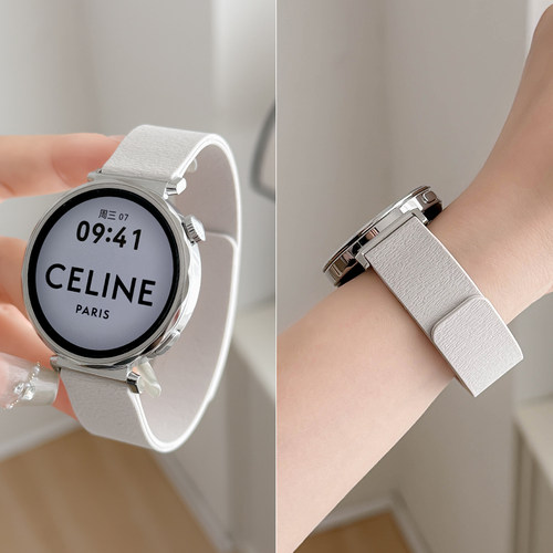 适用gt5表带新款荔枝纹硅胶磁吸