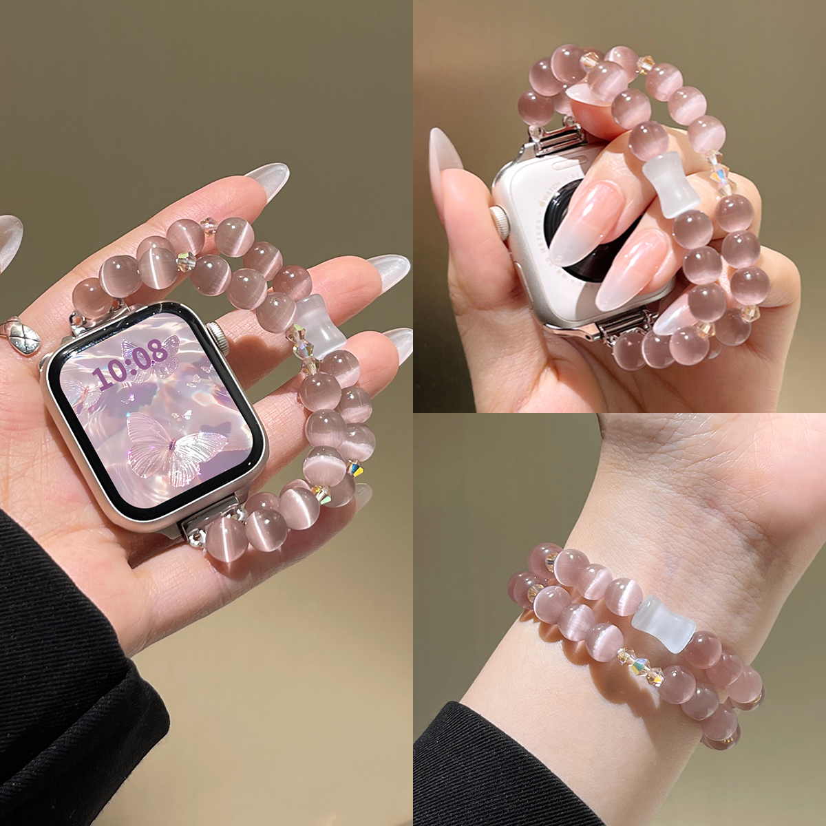 iwatchs10表带新款猫眼水晶双链