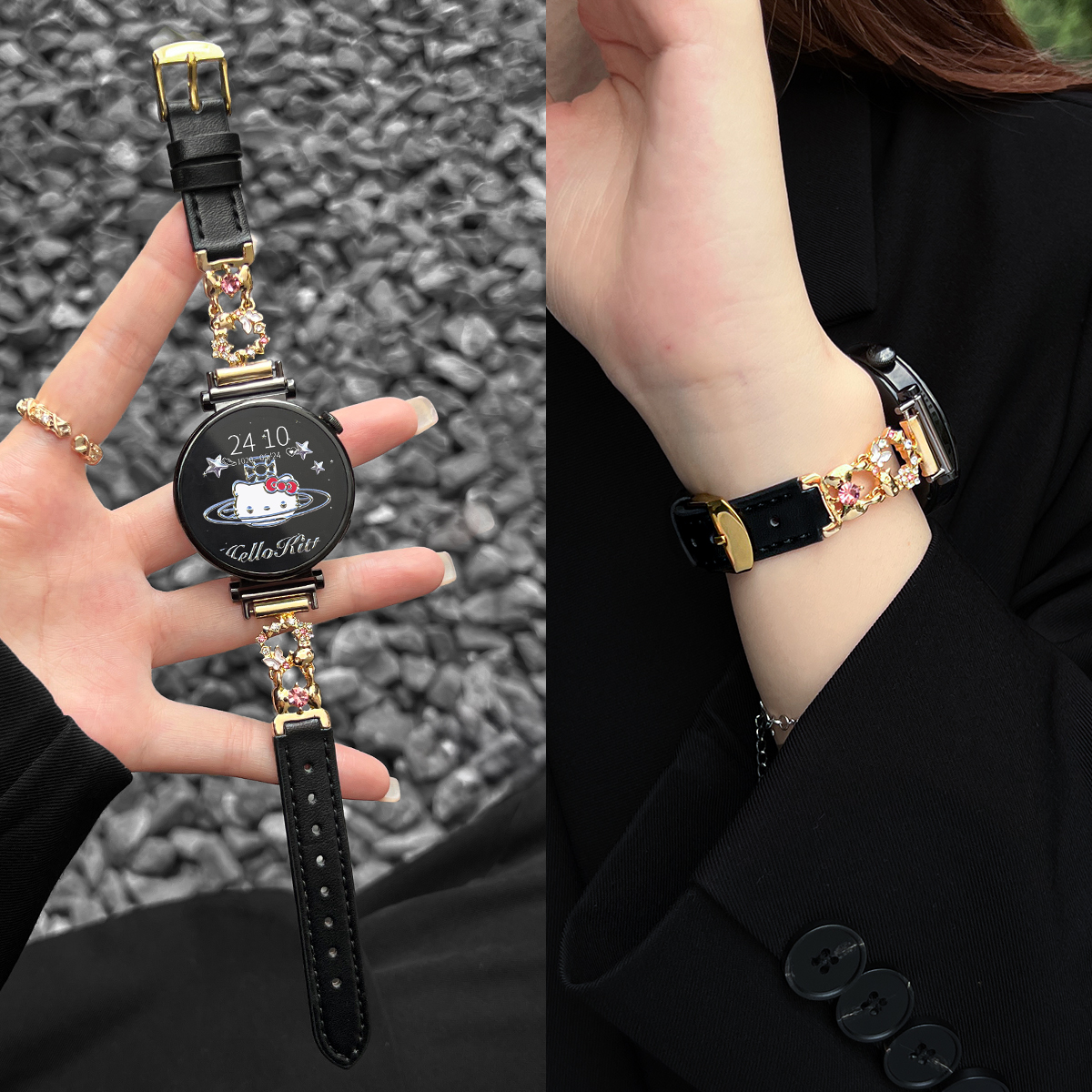 适用小米watchs4表带蝴蝶间皮质