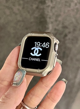 适用iwatchs9手表壳苹果applewatch8/7保护壳星光色6/5保护套膜iphonewatchse4/3表壳iwatchse2手表壳硬边框