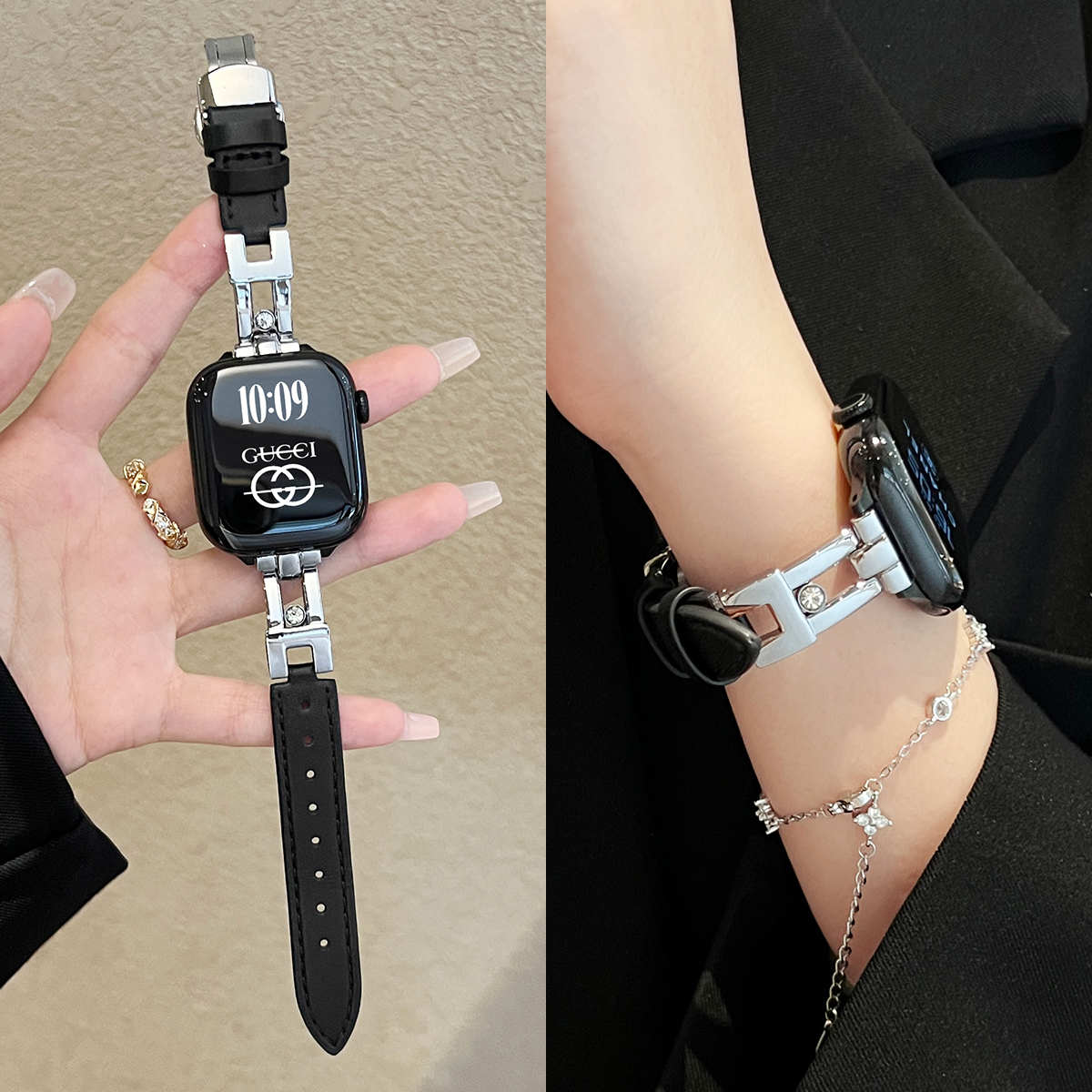 适用iwatchs11老钱风皮表带高级
