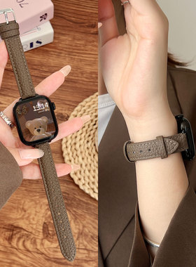 适用小米手环9pro手表带秋冬创意新款8/7pro高级感皮质腕带红米watch6/5表带redmi手表4高颜值3女款2专用表链