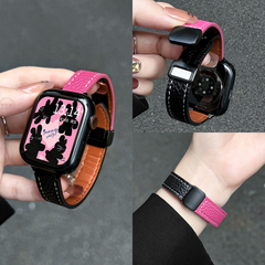 适用applewatch10/9手表带秋冬皮质苹果手表s10表带磁吸iwatch9/8/7腕带s10高级感s9女生s8女款iwatchse2小众