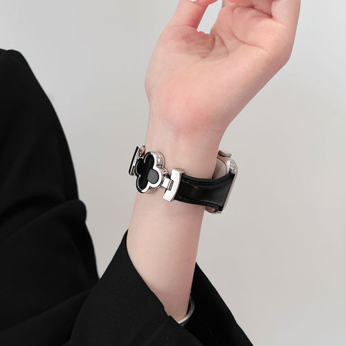 iwatchs12手表带真皮四叶草磁吸