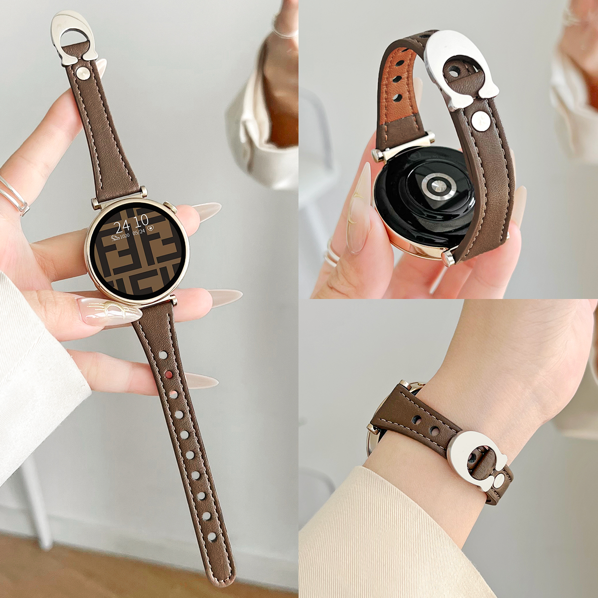 适用watchgt5新款C字扣皮质表链