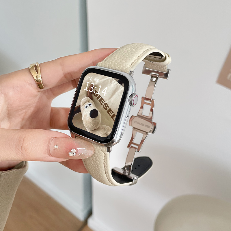 iwatchs10荔枝纹蝴蝶扣表带高级