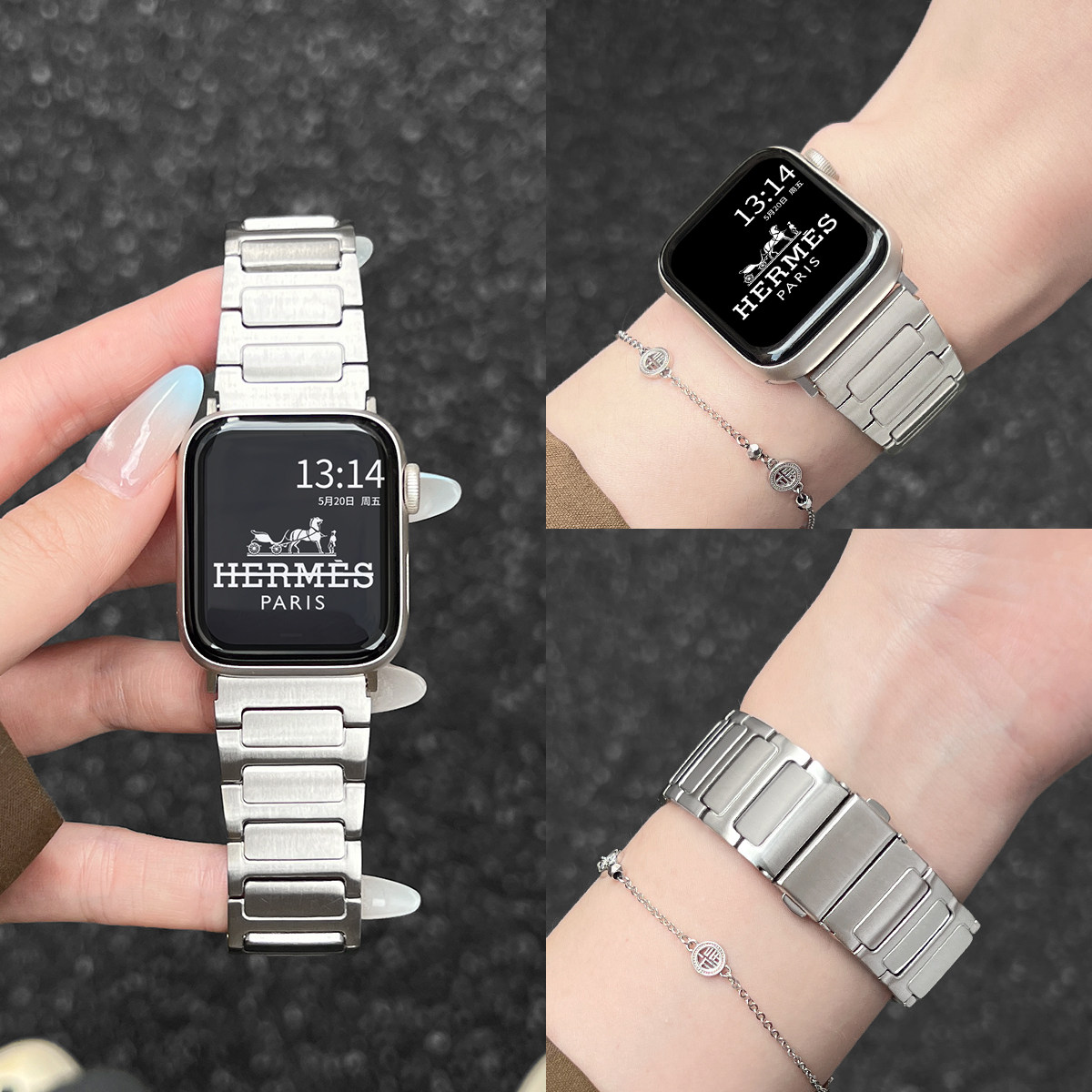 iwatchs11表带金属工字不锈钢带图片