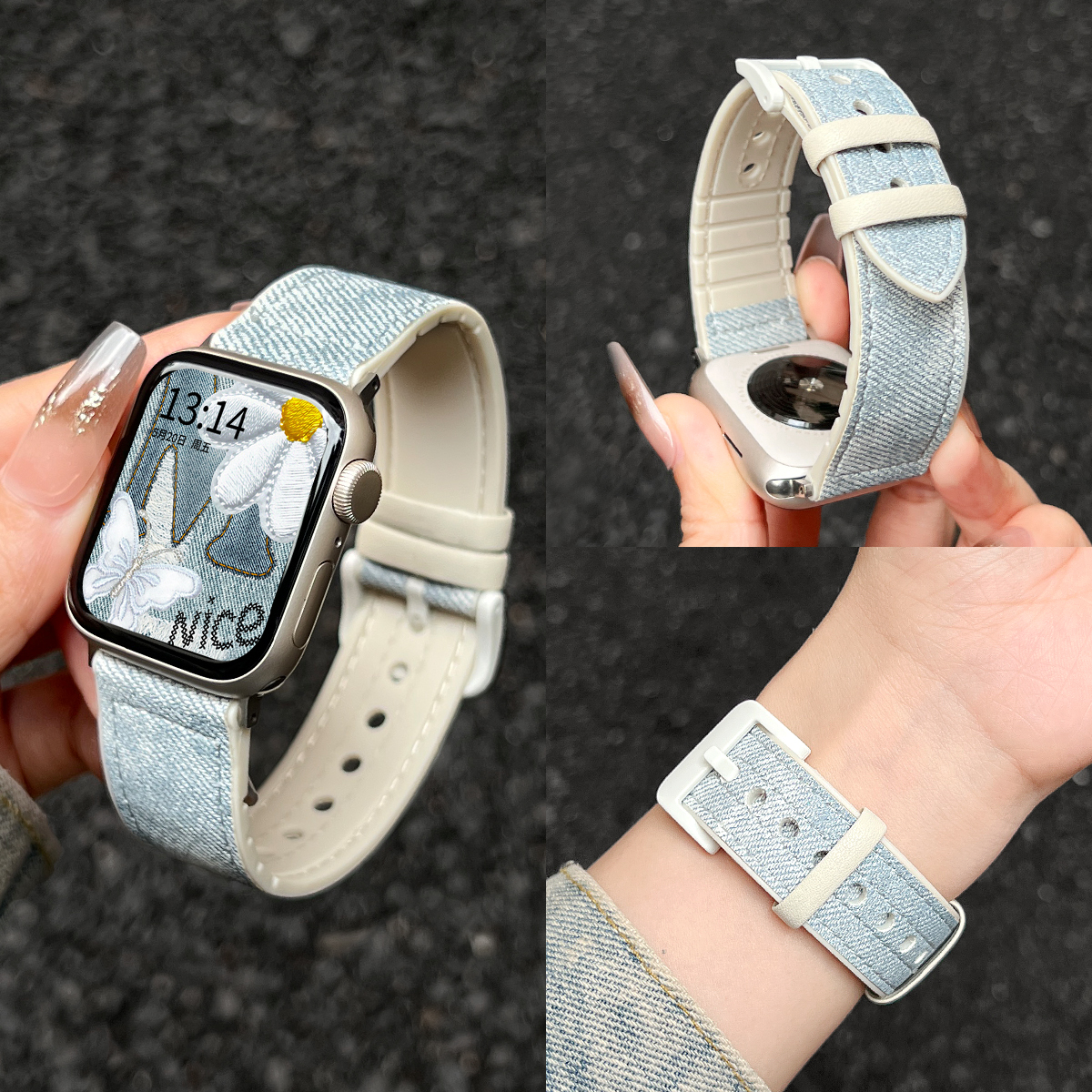 iwatchs10创意新款硅胶牛仔表带