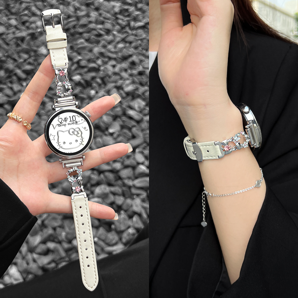 适用oppox2mini表带蝴蝶间皮质