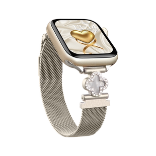 适用iwatch10/9表带新款金属applewatch8/7手表带创意s11苹果手表6/5女款s10磁吸s9小众s8se高级感女运动表链