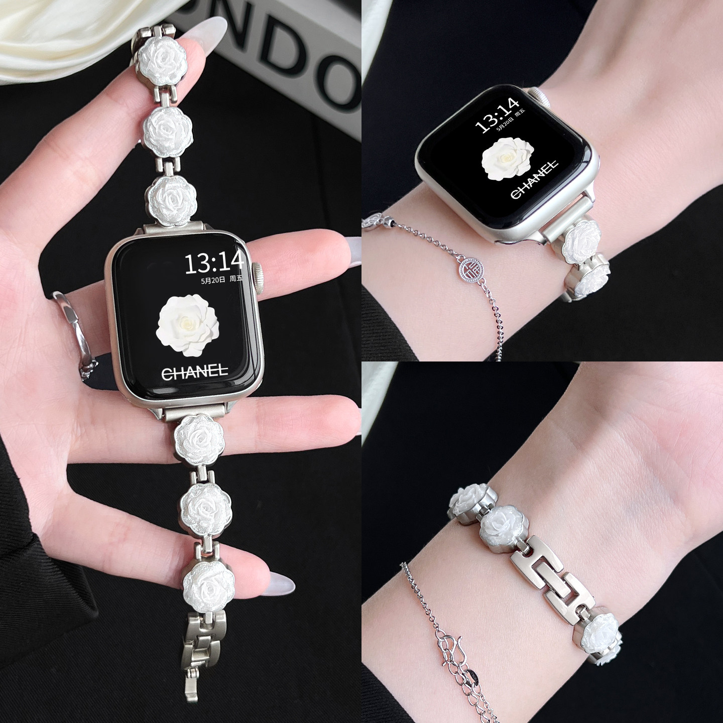 适用iwatchs11表带苹果新品金属applewatchs10手表带夏天女款s9腕带高级感se系列腕表s8超好看s7独特漂亮手链