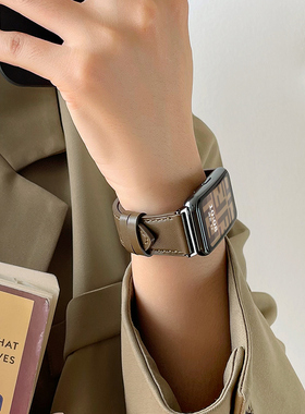 适用华为手表fit2/1专用表带真皮watchfit手环替换表带改装watchfitnew手表带watch fitmini时尚雅致款腕带女