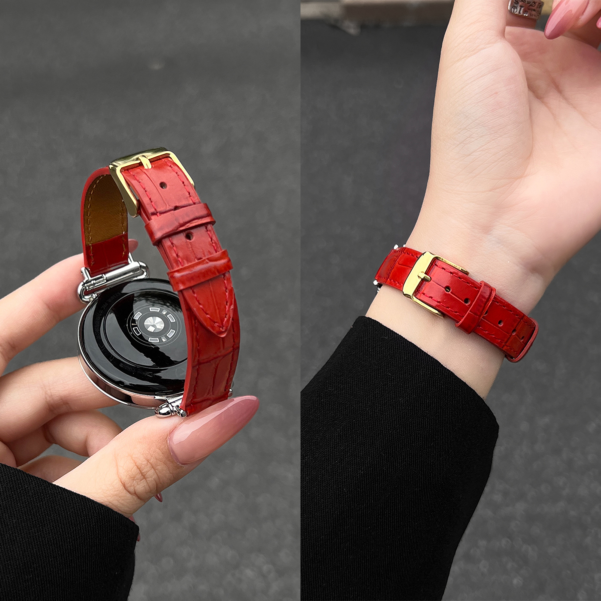 适用小米watchs4表带真皮竹节纹