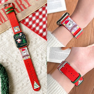 圣诞适用小米手环9pro表带秋冬新款 7por灯芯绒皮质腕带红米watch6手表带redmiwatch5高颜值4智能运动3表链