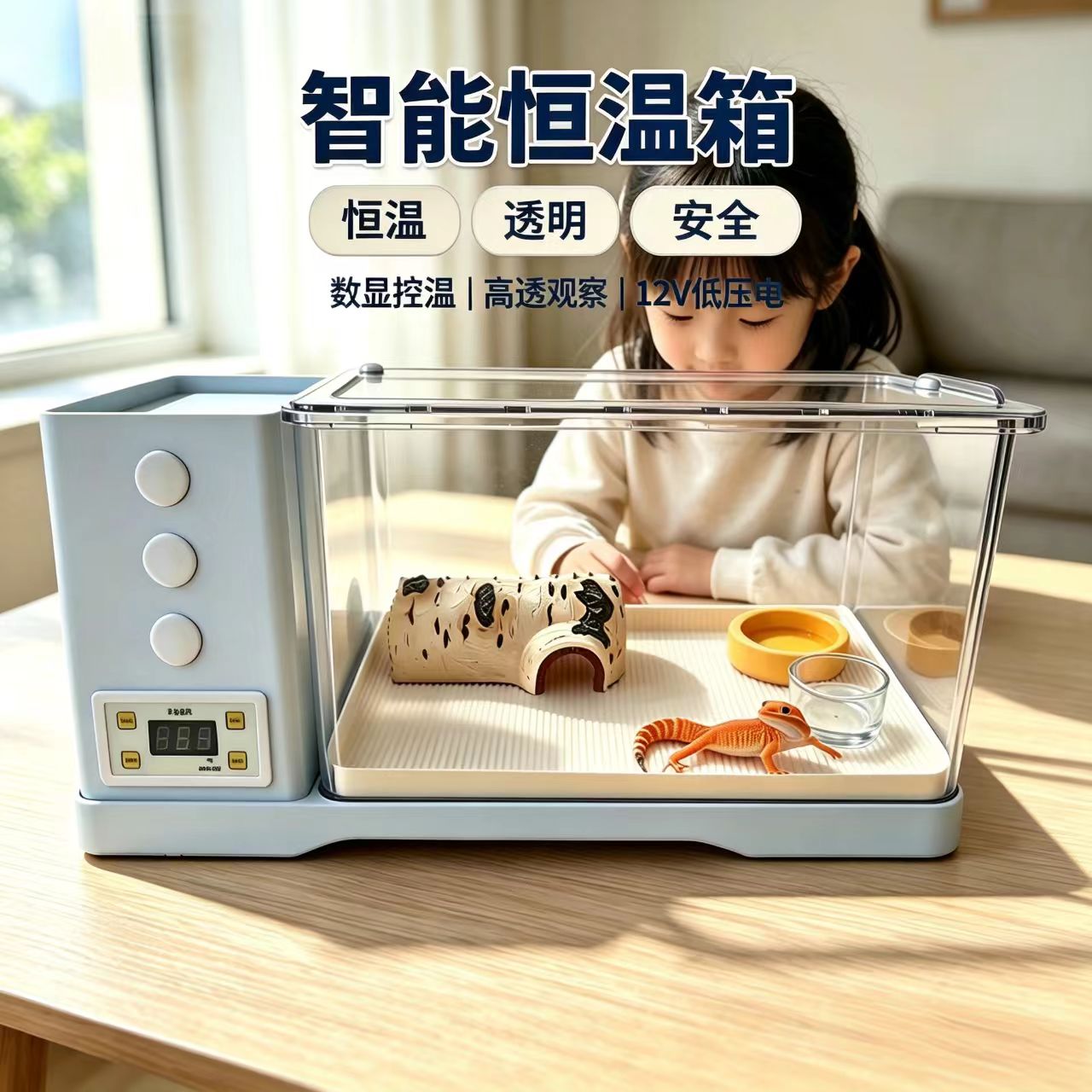 小叔爬宠智能饲养箱守宫恒温箱数显控温高透观察爬行动物豹纹肥尾