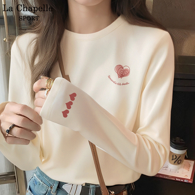 拉夏贝尔宽松薄款纯棉长袖t恤