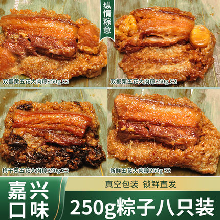 纵情粽意全家福套餐粽子250g*8只嘉兴肉粽蛋黄粽五花肉蛋黄咸粽子