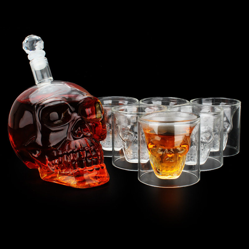 亚马逊热卖骷髅酒壶套装玻璃高硼硅节庆红酒具创意厨房小工具现货