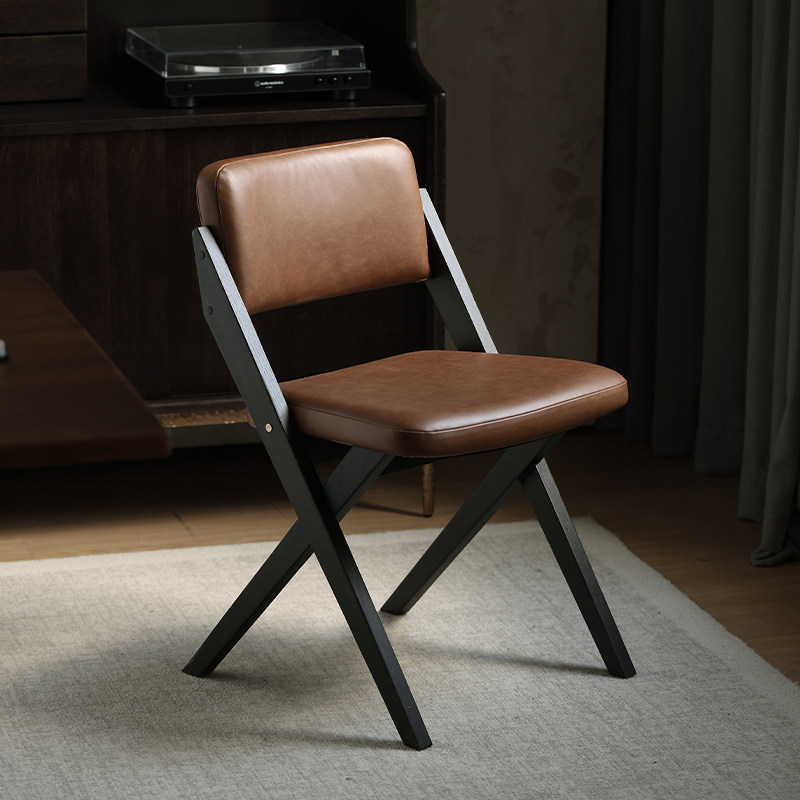 北欧进口中古复古表情MCM实木油蜡真皮橡木BOK框架靠背办公椅餐椅