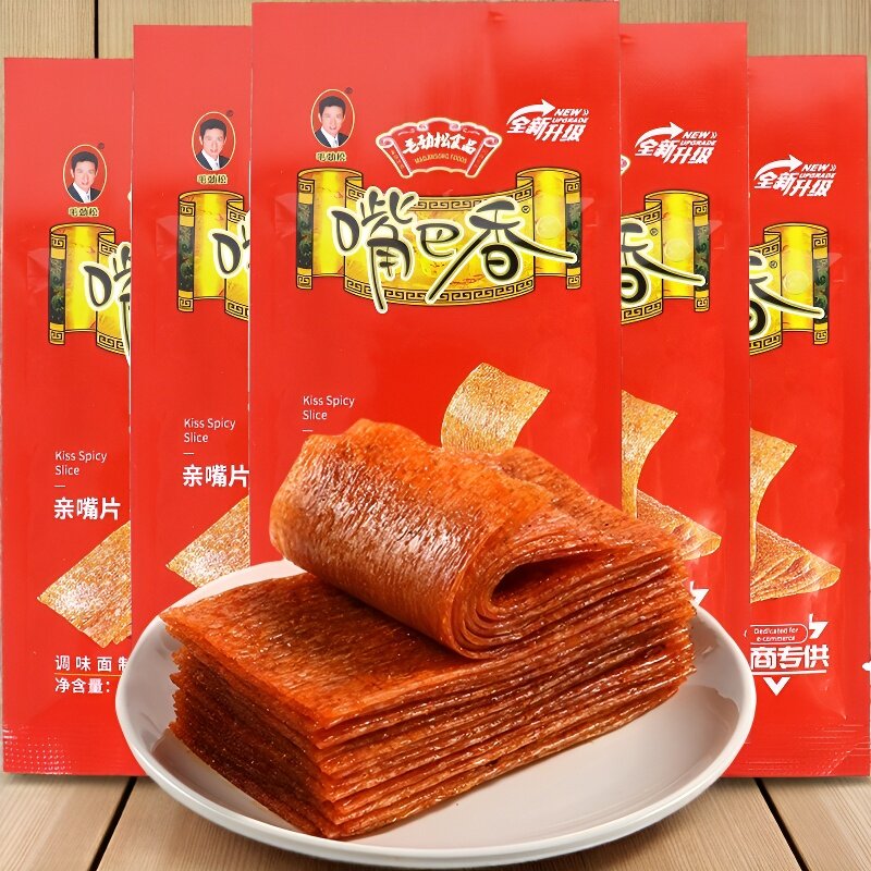 毛劲松嘴巴香辣条大辣片老式大袋童年网红亲嘴片童年满口香18g/装