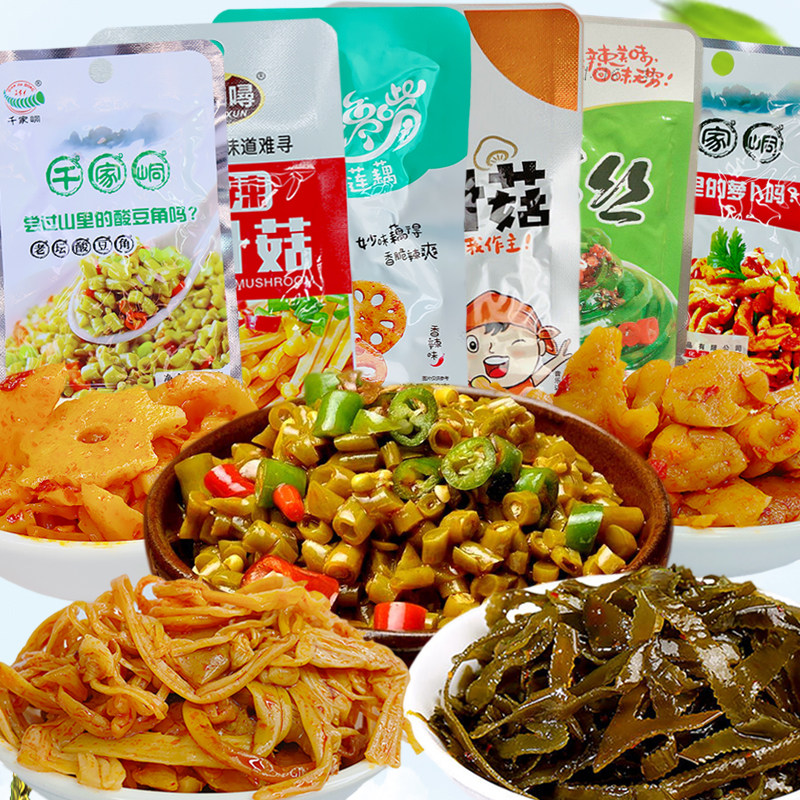 千家峒老坛酸豆角香辣萝卜干莲藕海带金针菇泡菜豆下饭菜蔬菜礼包
