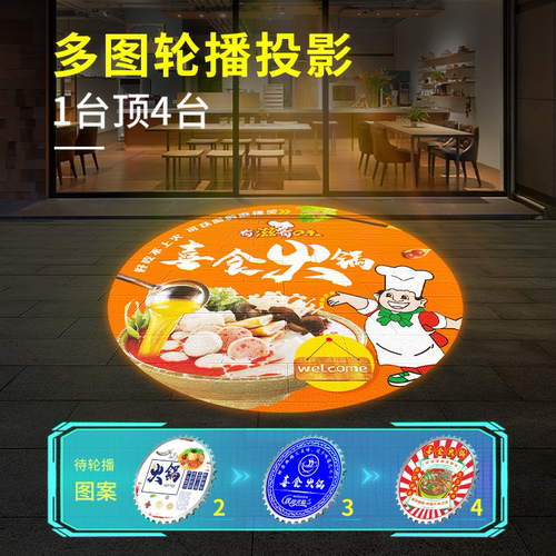 多图投影灯门头店铺地面广告