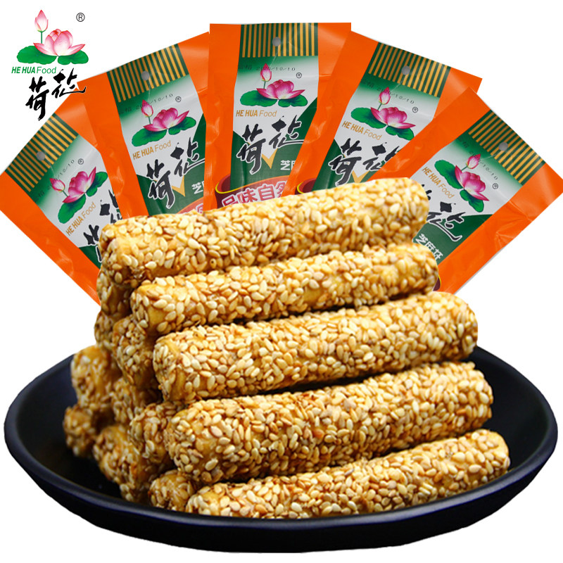 重庆江津荷花牌芝麻杆100gx5袋手工麻糖传统特产麦芽棒糖零食灶糖