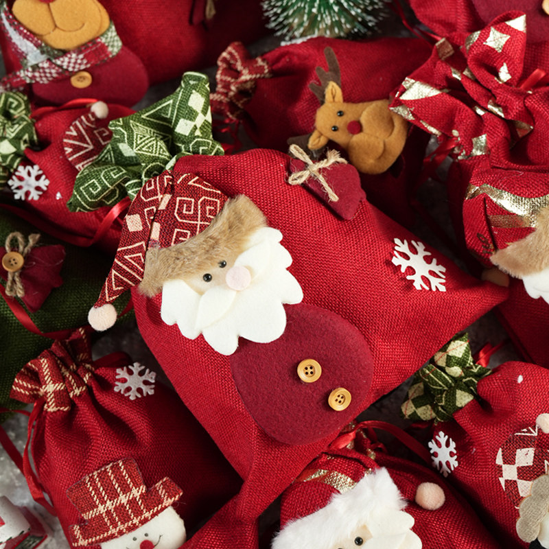 圣诞节平安夜苹果袋礼物袋礼品袋儿童糖果袋子老人背包装饰礼品盒