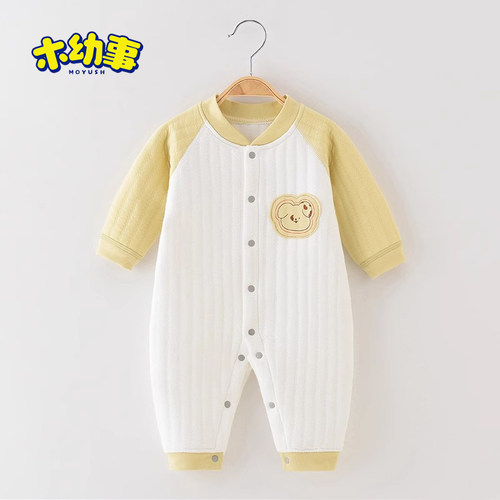 纯棉婴儿连体衣保暖爬服秋冬季