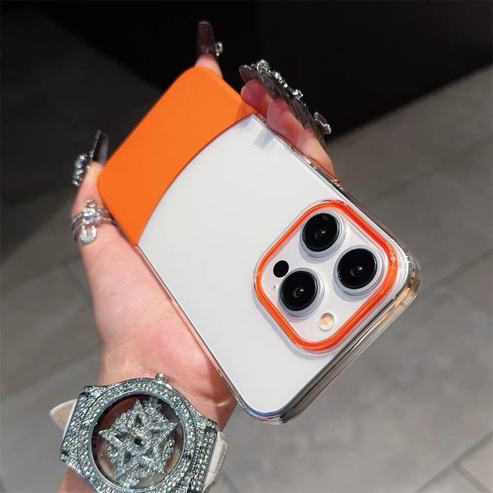 亚克力不发黄拼接撞色适用iPhone16pro手机壳苹果15ProMax新款14简约高级感13超薄透明12p电镀硬15plus保护套