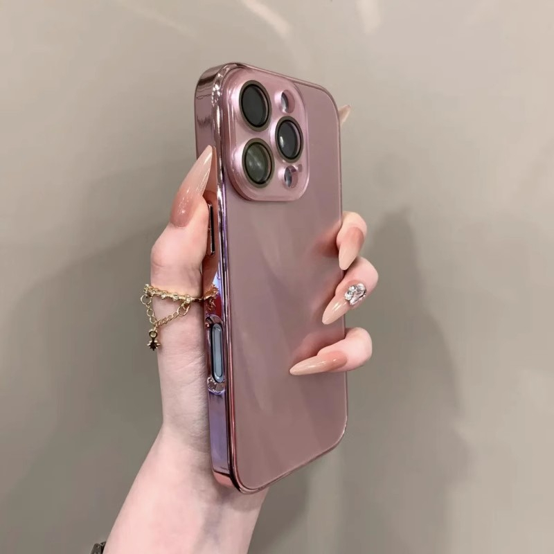 自带玻璃镜头膜适用iPhone16promax手机壳新款16细圈磁吸苹果15pro高级感电镀ip13全包14防摔12p保护套男女11