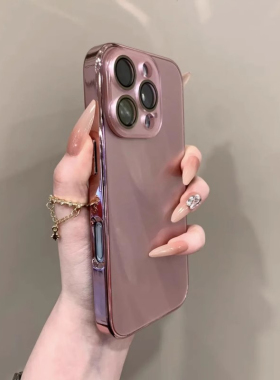 自带玻璃镜头膜适用iPhone16promax手机壳新款16细圈磁吸苹果15pro高级感电镀ip13全包14防摔12p保护套男女11