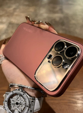 高级感磨砂全包大视窗适用苹果iPhone15promax手机壳16pro电镀防摔12/pro情侣款14防摔14pro质感13潮不撞壳17