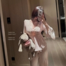 女 蕾丝纯欲海岛绒舒适家居服加厚睡衣三件套装 「LA」丝芙特 冬季