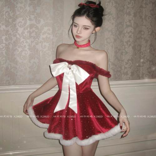 「LA」珍妮の恋爱夜宴*原创大蝴蝶结抹胸红色新年蓬蓬公主裙女