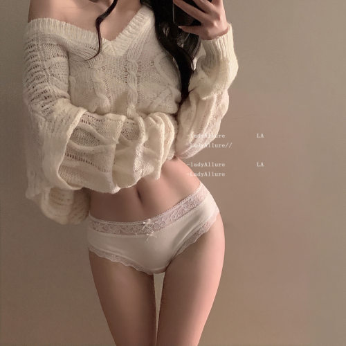 「LA」Lila·格蕾信笺丨蕾丝蝴蝶结纯欲舒适包臀纯棉裆女三角内裤