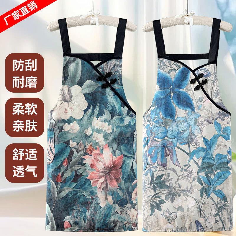 道中道旗袍式围裙2025新款薄家用厨房防油防水大口袋帆布小围腰女