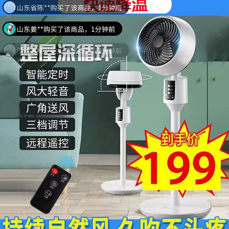 德国黑科技冷风扇照绍空气循环扇立式遥控电风扇静音可伸缩落地扇