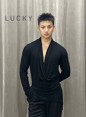 LUCK038舞服男士长袖拉丁舞服长袖上衣男生班服