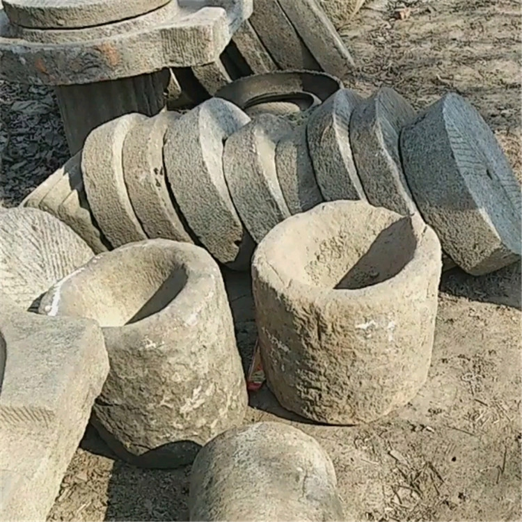农村老物件石臼捣米材石