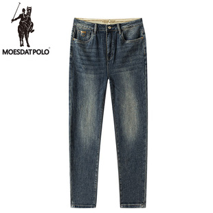 拉尔伦保罗新款牛仔裤高端秋冬季加厚款商务直筒弹力免烫休闲男裤