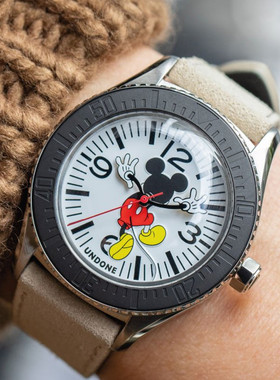 代购正品Undone联名迪士尼米奇可爱皮带防水自动机械腕表男女手表