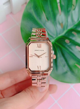 安妮克莱因Anne Klein女表玫瑰金方形时尚石英AK女手表3774RGRG